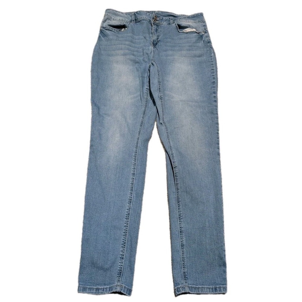 Ashley Stewart Jeans Womens 16‎ Light Wash Straight Leg Double Button Stretch